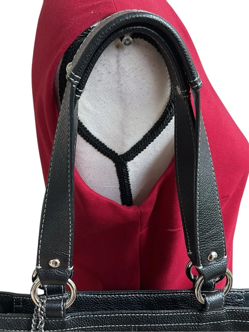 COACH Black Pebble Leather Shoulder Bag with Silver Hardware